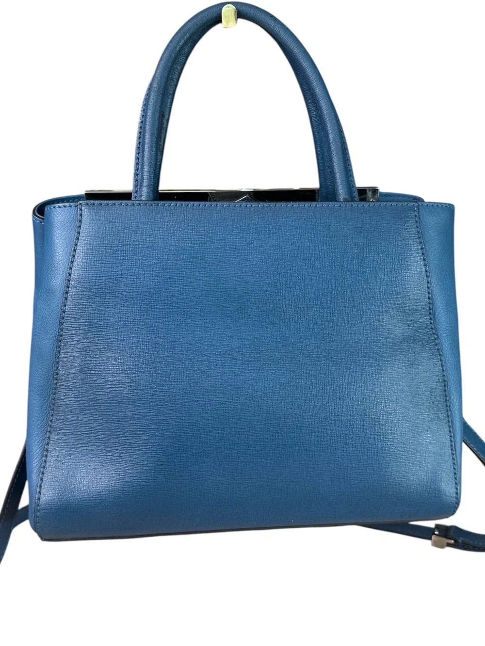Fendi Teal-Blue Leather Satchel with Top Handles